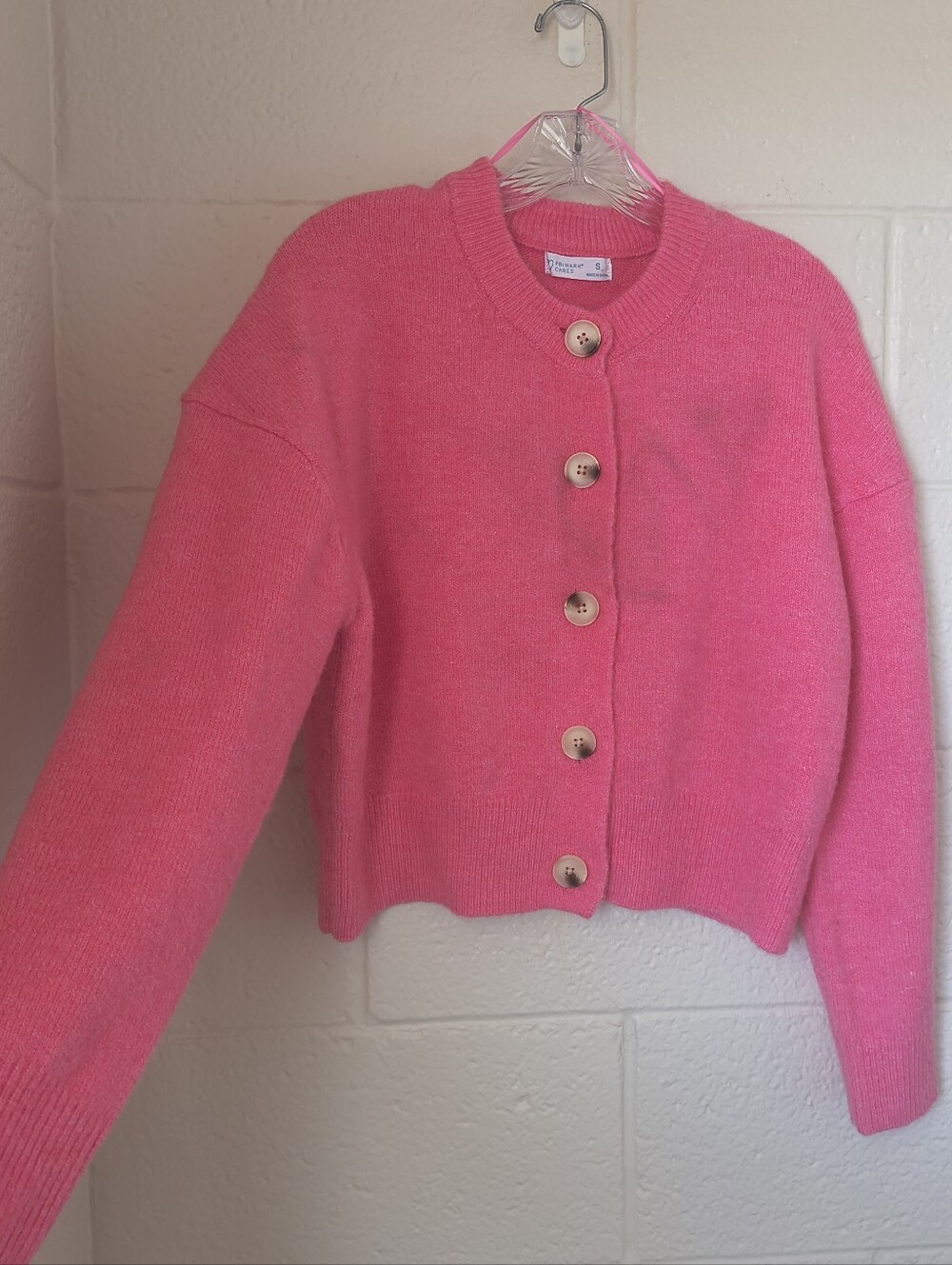 Women's Pink Button-Front Knit Sweater Cardigan - Size M